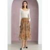 imageCHICWISH Women Floral Embroidered Tulle Skirt Flared A Line High Elastic Waist Mesh DoubleLayered Midi SkirtCamel