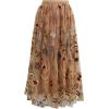 imageCHICWISH Women Floral Embroidered Tulle Skirt Flared A Line High Elastic Waist Mesh DoubleLayered Midi SkirtCamel