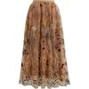 imageCHICWISH Women Floral Embroidered Tulle Skirt Flared A Line High Elastic Waist Mesh DoubleLayered Midi SkirtCamel