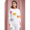imageCHICWISH Women Fuzzy Knitted Sweater Colorful Heart Long Sleeve Pullover Tops Crewneck Casual Chunky Valentines SweatersWhite