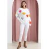 imageCHICWISH Women Fuzzy Knitted Sweater Colorful Heart Long Sleeve Pullover Tops Crewneck Casual Chunky Valentines SweatersWhite