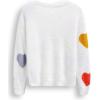 imageCHICWISH Women Fuzzy Knitted Sweater Colorful Heart Long Sleeve Pullover Tops Crewneck Casual Chunky Valentines SweatersWhite