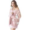 imageCHICWISH Women Fuzzy Pearl Heart Knit Cardigan Romantic V Neck Button Long Sleeve Valentines Holiday Soft Sweater CardigansPink Pearly Cardigan