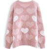 imageCHICWISH Women Fuzzy Pearl Heart Knit Cardigan Romantic V Neck Button Long Sleeve Valentines Holiday Soft Sweater CardigansPink Pearly Cardigan