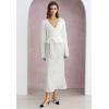 imageCHICWISH Women Fuzzy V Neck Wrap Knit Top Tie Waist Knot Long Sleeve Soft Pullover Sweater Casual Fall Winter Solid TopWhite