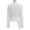 imageCHICWISH Women Fuzzy V Neck Wrap Knit Top Tie Waist Knot Long Sleeve Soft Pullover Sweater Casual Fall Winter Solid TopWhite