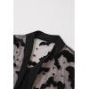 imageCHICWISH Women Mesh Tops Velvet Bats Printed Casual Shirt Self Tie Knot V Neck Long Sleeve Halloween Holiday Buttoned BlouseBlack