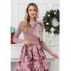 imageCHICWISH Women Organza Bowknot Neck Knit Top Long Sleeve Elegant Slim Fitted Fall Casual Solid Pullover TopsDusty Pink