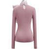imageCHICWISH Women Organza Bowknot Neck Knit Top Long Sleeve Elegant Slim Fitted Fall Casual Solid Pullover TopsDusty Pink