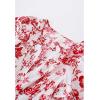 imageCHICWISH Women Short Bubble Sleeves Cotton Maxi Dress Flower Printed V Neck Elastic Waist Casual Red Long Summer DressesRed