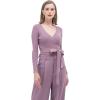 imageCHICWISH Womens BlackLilac VNeck TieWaist Bowknot Wrap Knit TopLilac