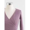imageCHICWISH Womens BlackLilac VNeck TieWaist Bowknot Wrap Knit TopLilac