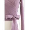 imageCHICWISH Womens BlackLilac VNeck TieWaist Bowknot Wrap Knit TopLilac