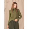 imageCHICWISH Womens LinenWhiteGrey Cozy Ribbed Long Sleeve Turtleneck Knit Top Pullover SweaterArmy Green