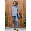 imageCHICWISH Womens LinenWhiteGrey Cozy Ribbed Long Sleeve Turtleneck Knit Top Pullover SweaterGrey