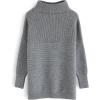 imageCHICWISH Womens LinenWhiteGrey Cozy Ribbed Long Sleeve Turtleneck Knit Top Pullover SweaterGrey