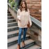 imageCHICWISH Womens LinenWhiteGrey Cozy Ribbed Long Sleeve Turtleneck Knit Top Pullover SweaterLinen