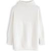 imageCHICWISH Womens LinenWhiteGrey Cozy Ribbed Long Sleeve Turtleneck Knit Top Pullover SweaterWhite