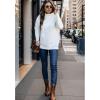 imageCHICWISH Womens LinenWhiteGrey Cozy Ribbed Long Sleeve Turtleneck Knit Top Pullover SweaterWhite
