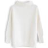 imageCHICWISH Womens LinenWhiteGrey Cozy Ribbed Long Sleeve Turtleneck Knit Top Pullover SweaterWhite