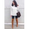 imageCHICWISH Womens LinenWhiteGrey Cozy Ribbed Long Sleeve Turtleneck Knit Top Pullover SweaterWhite