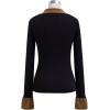imageCHICWISH Womens Long Sleeve Fall Fashion BlackCream Square Neck Knit Top Split Bell Cuffs Pullover Casual SweaterBlack