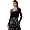 imageCHICWISH Womens Long Sleeve Fall Fashion BlackCream Square Neck Knit Top Split Bell Cuffs Pullover Casual SweaterBlack