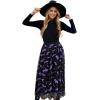 imageCHICWISH Womens Pumpkin Tulle Tutu Skirt Velvet Bats Elastic Waist Halloween Party Layered Mesh Midi SkirtBlack