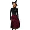 imageCHICWISH Womens Pumpkin Tulle Tutu Skirt Velvet Bats Elastic Waist Halloween Party Layered Mesh Midi SkirtBurgundy