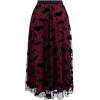 imageCHICWISH Womens Pumpkin Tulle Tutu Skirt Velvet Bats Elastic Waist Halloween Party Layered Mesh Midi SkirtBurgundy