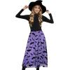 imageCHICWISH Womens Pumpkin Tulle Tutu Skirt Velvet Bats Elastic Waist Halloween Party Layered Mesh Midi SkirtPurple