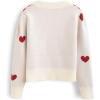 imageCHICWISH Womens RedIvory Soft Heart Cropped Knit CardiganIvory