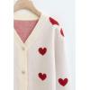 imageCHICWISH Womens RedIvory Soft Heart Cropped Knit CardiganIvory