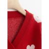 imageCHICWISH Womens RedIvory Soft Heart Cropped Knit CardiganRed