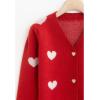 imageCHICWISH Womens RedIvory Soft Heart Cropped Knit CardiganRed