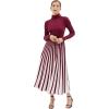 imageCHICWISH Womens Stripe Print Turtleneck Knit Midi DressBurgundy