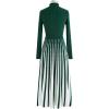 imageCHICWISH Womens Stripe Print Turtleneck Knit Midi DressDark Green
