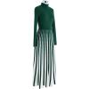 imageCHICWISH Womens Stripe Print Turtleneck Knit Midi DressDark Green