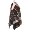 imageCHICWISH Womens Turn Down Shawl Collar Earth Tone Check Asymmetric Hemline Wool Blend CoatBrownnew
