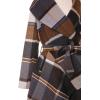 imageCHICWISH Womens Turn Down Shawl Collar Earth Tone Check Asymmetric Hemline Wool Blend CoatBrownnew