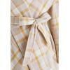 imageCHICWISH Womens Turn Down Shawl Collar Earth Tone Check Asymmetric Hemline Wool Blend CoatCamel