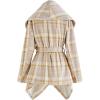 imageCHICWISH Womens Turn Down Shawl Collar Earth Tone Check Asymmetric Hemline Wool Blend CoatCamel