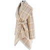 imageCHICWISH Womens Turn Down Shawl Collar Earth Tone Check Asymmetric Hemline Wool Blend CoatCamel
