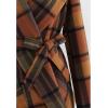imageCHICWISH Womens Turn Down Shawl Collar Earth Tone Check Asymmetric Hemline Wool Blend CoatCaramel