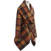 imageCHICWISH Womens Turn Down Shawl Collar Earth Tone Check Asymmetric Hemline Wool Blend CoatCaramel