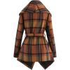 imageCHICWISH Womens Turn Down Shawl Collar Earth Tone Check Asymmetric Hemline Wool Blend CoatCaramel