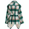 imageCHICWISH Womens Turn Down Shawl Collar Earth Tone Check Asymmetric Hemline Wool Blend CoatGreen