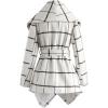 imageCHICWISH Womens Turn Down Shawl Collar Earth Tone Check Asymmetric Hemline Wool Blend CoatGrid in Offwhite
