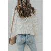 imageCHICWISH Womens Turtleneck Sweater Heart Pom Pom Pullover Sweaters Long Sleeve Loose Chunky Knit Sweater TopsIvory