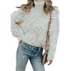 imageCHICWISH Womens Turtleneck Sweater Heart Pom Pom Pullover Sweaters Long Sleeve Loose Chunky Knit Sweater TopsIvory